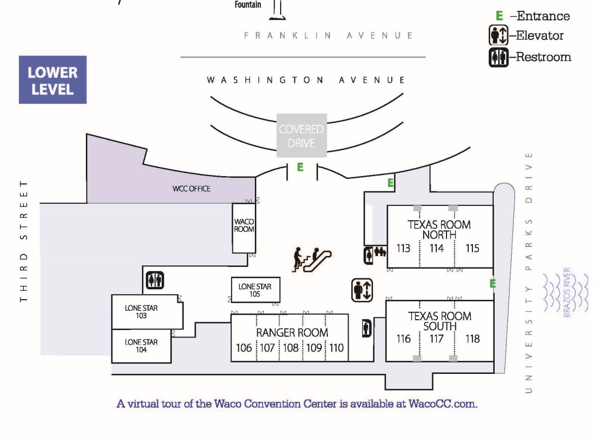 Floorplan of the Waco Convention Center; lower level